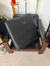 Load image into Gallery viewer, Black Leather Bastiano-Style Postmodern Armchair
