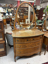 Load image into Gallery viewer, Quarter-Sawn Oak Curved Front Dresser with Mirror