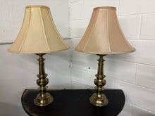 Load image into Gallery viewer, Pair of Heavy Stiffel Brass Table Lamps w/ Fabric Shades