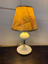 Load image into Gallery viewer, Hobnail Milk Glass Lamp w/ Antique Map Shade