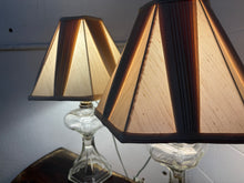 Load image into Gallery viewer, MCM Glass Table Lamps w/ Pleated Shades
