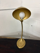 Load image into Gallery viewer, Art Deco Brass Gooseneck Desk Lamp – Fluted Base – Adjustable Height