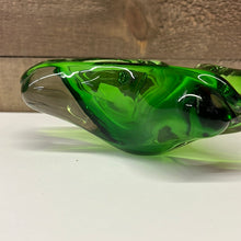 Load image into Gallery viewer, Vintage green art glass dish/ashtray
