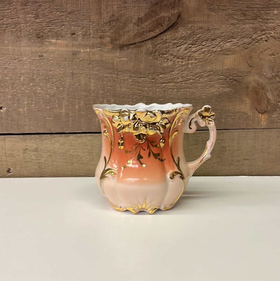 White and pink porcelain shaving mug