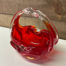 Load image into Gallery viewer, Small red art glass basket

