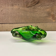 Load image into Gallery viewer, Vintage green art glass dish/ashtray
