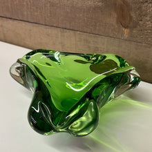 Load image into Gallery viewer, Vintage green art glass dish/ashtray
