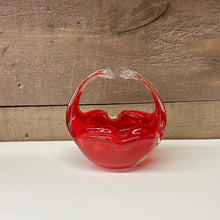 Load image into Gallery viewer, Small red art glass basket

