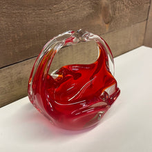 Load image into Gallery viewer, Small red art glass basket
