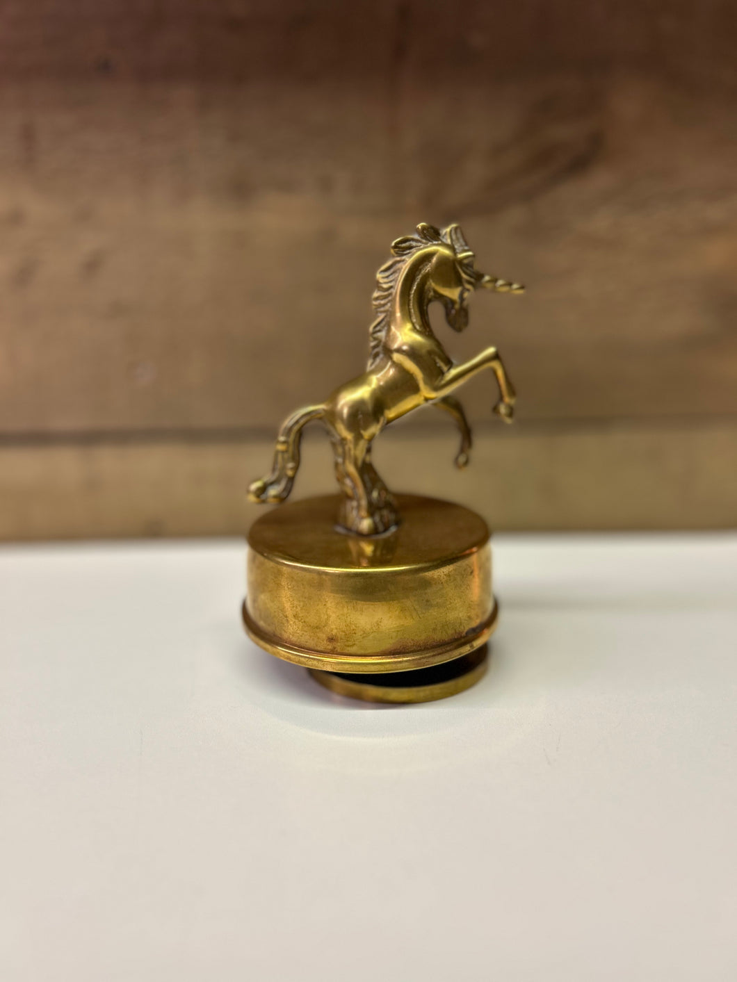 Brass unicorn music box