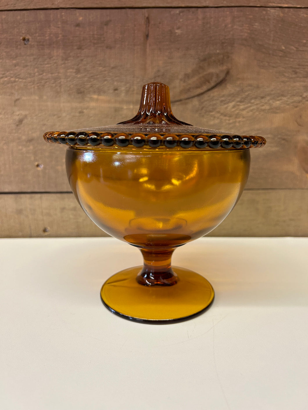 Depression glass Amber dish