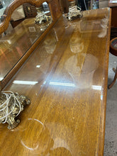 Load image into Gallery viewer, Carved Oak Sideboard w/ Mirrored Backplate
