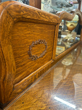 Load image into Gallery viewer, Carved Oak Sideboard w/ Mirrored Backplate
