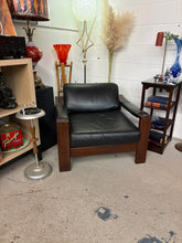 Load image into Gallery viewer, Black Leather Bastiano-Style Postmodern Armchair
