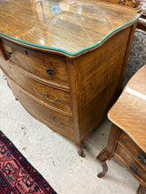 Load image into Gallery viewer, Quarter-Sawn Oak Curved Front Dresser with Mirror
