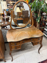 Load image into Gallery viewer, Quarter-Sawn Oak Vanity with Carved Legs and Mirror
