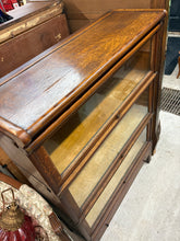 Load image into Gallery viewer, Oak Three-Tier Barrister Bookcase with Sliding Glass Doors
