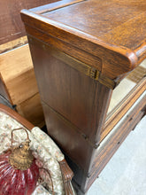 Load image into Gallery viewer, Oak Three-Tier Barrister Bookcase with Sliding Glass Doors
