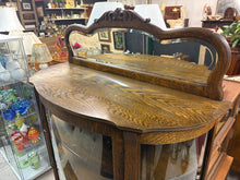 Load image into Gallery viewer, Oak Curved Glass China Cabinet with Claw Feet
