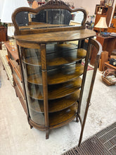 Load image into Gallery viewer, Oak Curved Glass China Cabinet with Claw Feet
