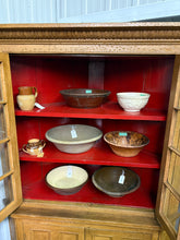 Load image into Gallery viewer, Lanark County 1840s Corner Cabinet – Original Mustard Paint &amp; Red Interior
