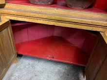 Load image into Gallery viewer, Lanark County 1840s Corner Cabinet – Original Mustard Paint &amp; Red Interior
