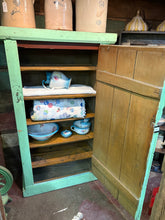 Load image into Gallery viewer, Early Glen Robertson Pine Storage Cupboard – Beaupré Family – Original Mustard Interior
