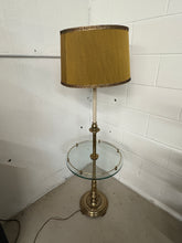 Load image into Gallery viewer, Vintage Brass Floor Lamp w/ Glass-top Side Table
