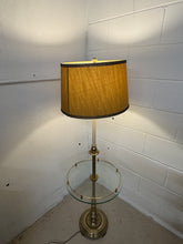 Load image into Gallery viewer, Vintage Brass Floor Lamp w/ Glass-top Side Table
