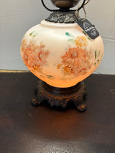 Load image into Gallery viewer, Floral Hurricane Parlor Lamp Hand Painted
