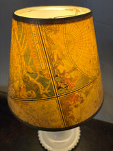 Load image into Gallery viewer, Hobnail Milk Glass Lamp w/ Antique Map Shade
