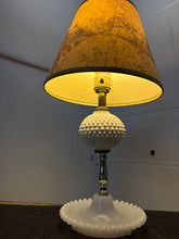 Load image into Gallery viewer, Hobnail Milk Glass Lamp w/ Antique Map Shade
