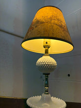 Load image into Gallery viewer, Hobnail Milk Glass Lamp w/ Antique Map Shade
