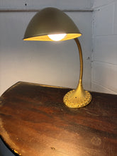 Load image into Gallery viewer, Art Deco Brass Gooseneck Desk Lamp – Fluted Base – Adjustable Height
