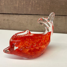 Load image into Gallery viewer, Vintage, art, glass, dolphin, red and clear
