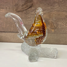 Load image into Gallery viewer, Amber/clear art glass bird
