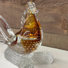 Load image into Gallery viewer, Amber/clear art glass bird
