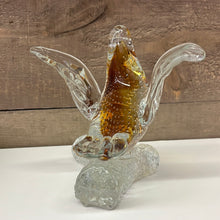 Load image into Gallery viewer, Amber/clear art glass bird
