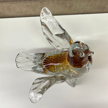 Load image into Gallery viewer, Amber/clear art glass bird
