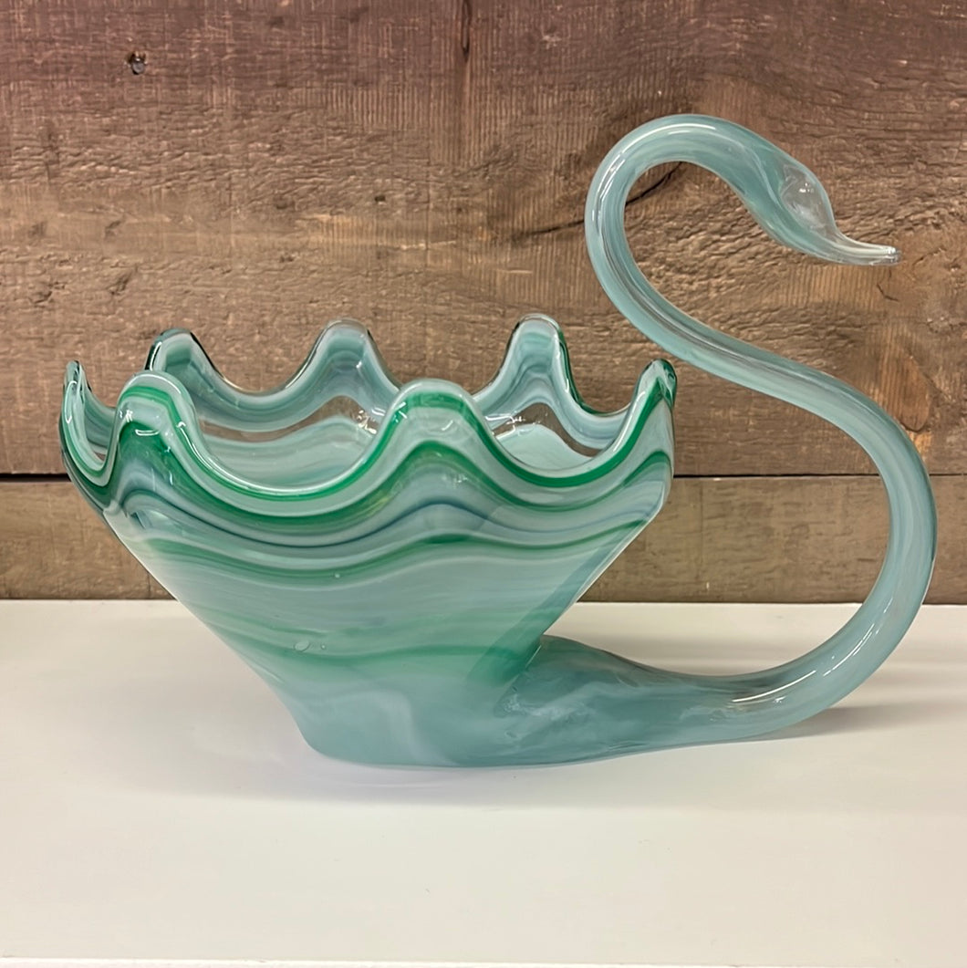 Vintage hand blown glass, swan,l