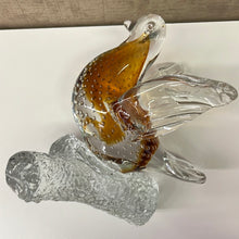 Load image into Gallery viewer, Amber/clear art glass bird
