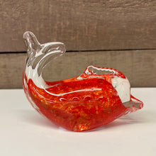 Load image into Gallery viewer, Vintage, art, glass, dolphin, red and clear
