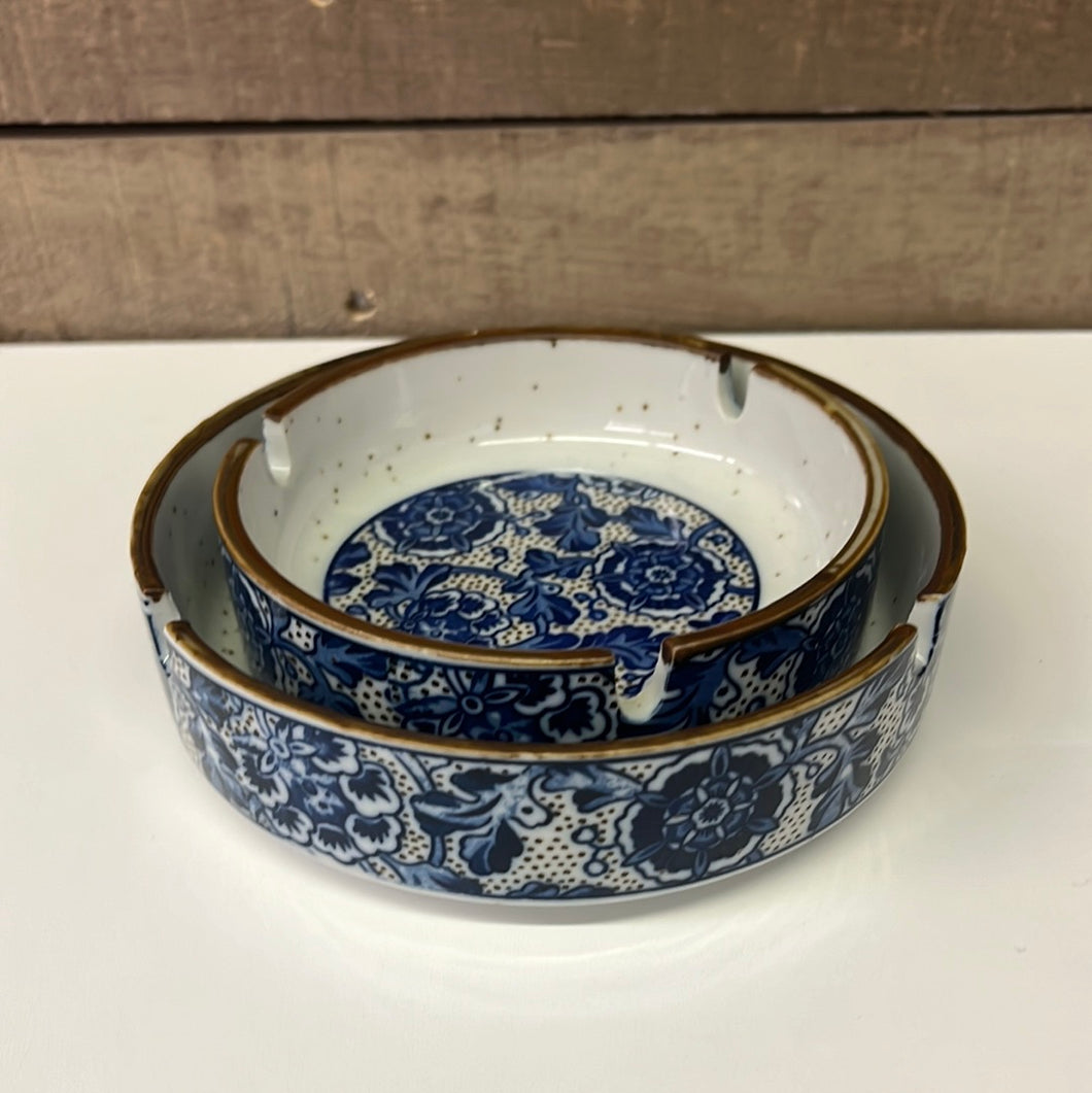 Blue Floral Ashtray set
