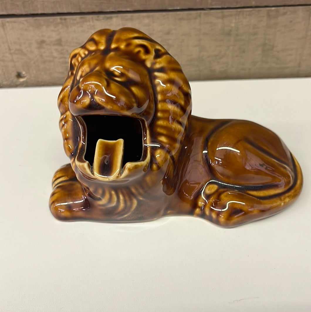 Vintage, brown lion, ceramic Ashtray
