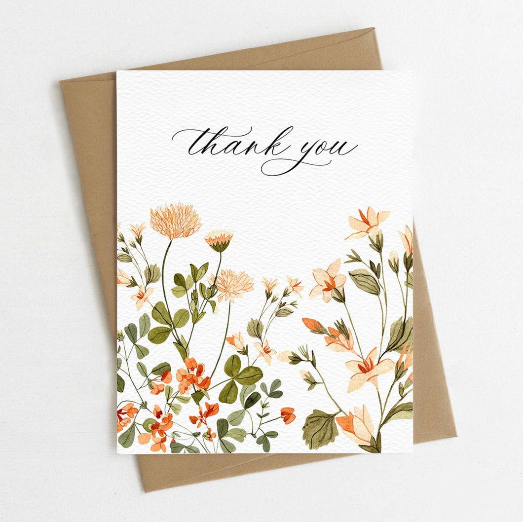 Thank You Floral Greeting Card, Plant thanks, Greenery
