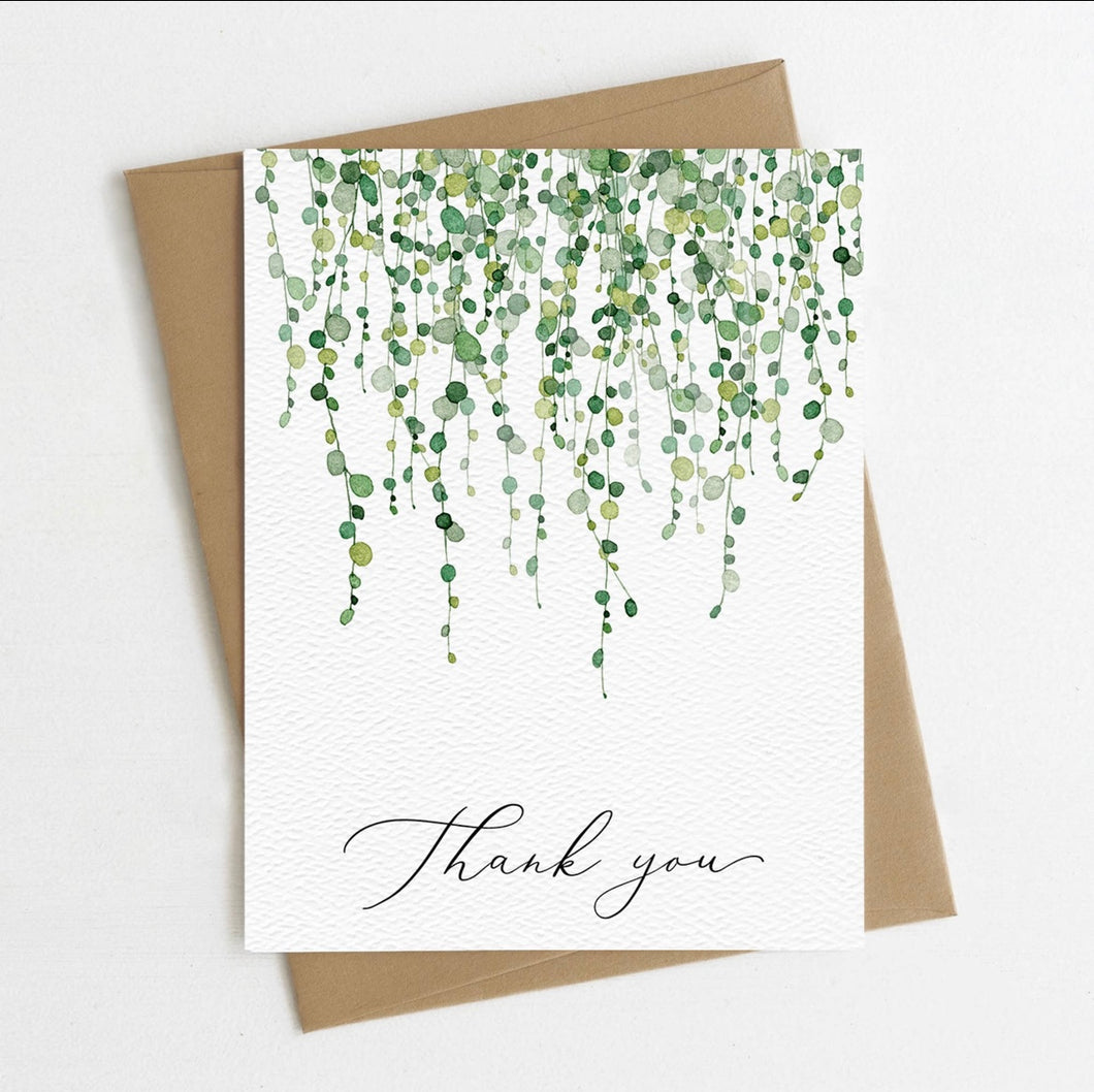 Thank You Greenery Greeting Card, Plant thanks, botanical